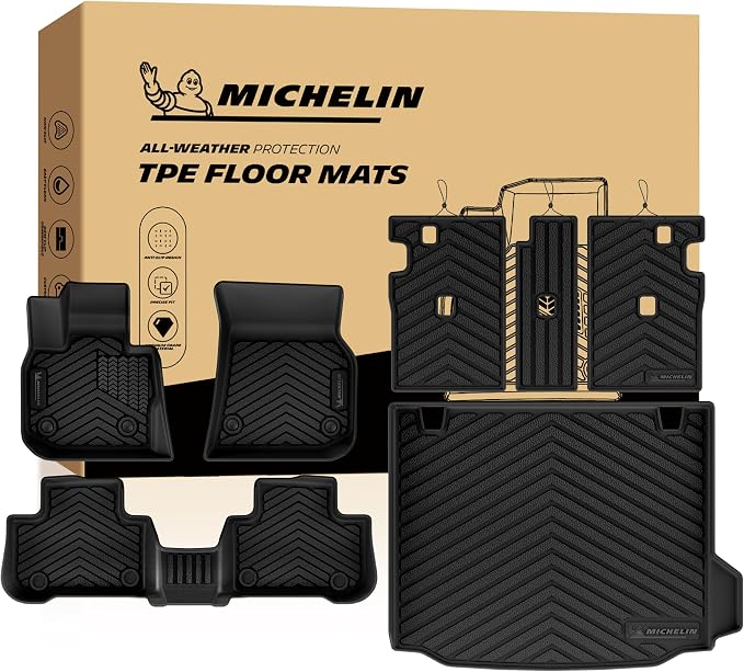 Michelin Vehicle Mats, All-Weather TPE Custom Fit Liner for 2018-2024 BMW X3 Without Spare Tire (7 Piece), Not Fit X3 30e, Premier
