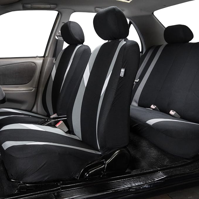 FH Group Car Back Seat Cover, Gray Cloth - Universal Fit Rear Seat with Rear Split Bench, Seat Protector for Dogs and Kids, Interior Accessories for SUV, Sedan and Van