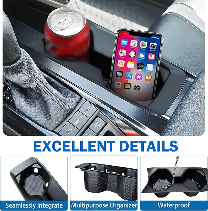 Cup Holder Insert for Toyota Camry 2025 2026 Accessories Center Console Cup Holder Armrest Front Drink Holder Protection Organizer Interior Decoration for 9th Gen Camry XSE/XLE/SE/LE, Black