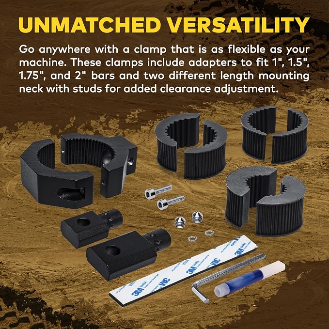 Off-Road ATV UTV Light Bar Mount Mounting Bracket Bar Clamp Kit [1"/1.5"/1.75"/2" Inch] [360-Degree] [2 x Stud Size] [Aluminium] [1 Unit] Bull Bar Roll Bar Clamp Roll Cage Clamps Mount for ATV UTV