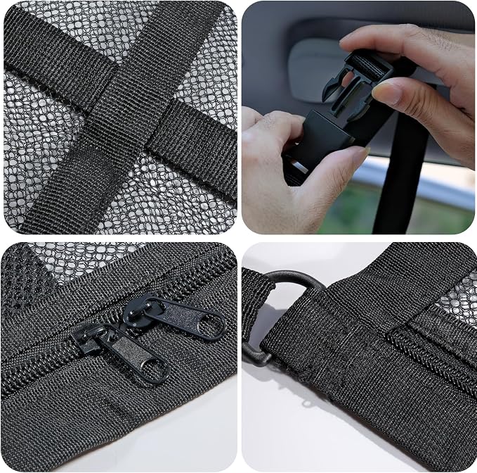 Car Ceiling Cargo Net Pocket, 31"x21" Nine Grid Mesh Nine SUV Roof Organizer Long Trip Storage Bag,Tent Putting Quilt Children's Toy Towel Sundries Interior Accessories