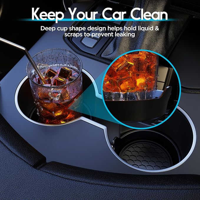 Amooca Car Cup Coaster Universal Automotive Waterproof Non-Slip Cup Holders Sift-Proof Spill Holder Car Interior Accessories 4 Pack Black