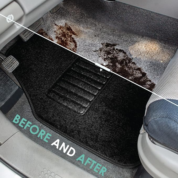 FH Group Automotive Floor Mats - Carpet Floor Mats for Cars, Universal Fit Full Set, All Purpose Car Floor Mats, Carpet Protector Mat for Most Sedan, SUV, Truck Floor Mats Black