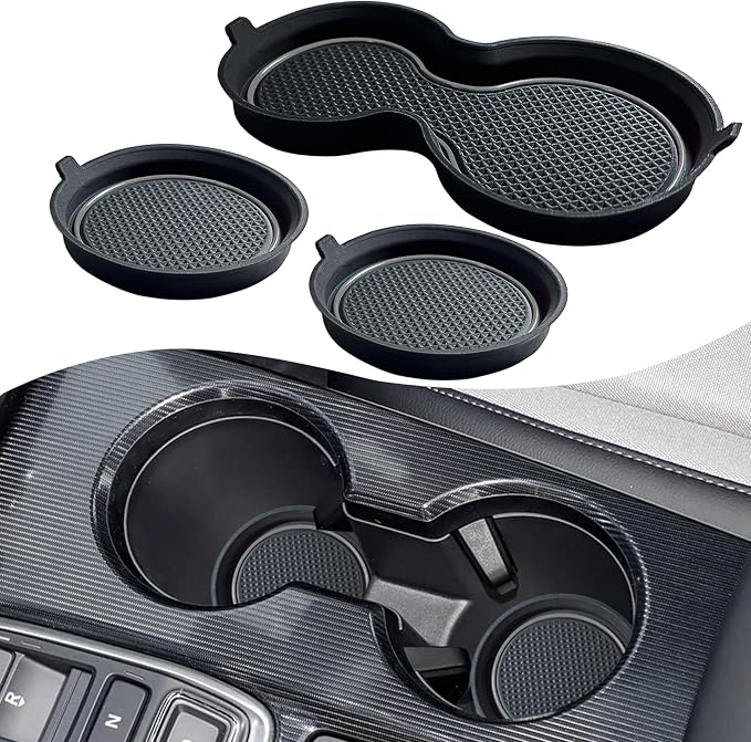 for Honda Civic Accessories 2026 2025 2024 2023 2022 Cup Holder Inserts Center Console Liner 3D Silicone Cup Holder Coaster Protector Mat Pad Non-Slip Interior Decoration for Civic 3Pcs (Gray)