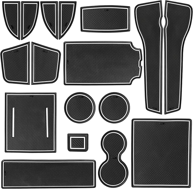 for Honda Civic Accessories 2022 2023 2024 2025 2026 11th Gen Sedan Cup Holder Insert Center Console Liner Door Slot Mats Pad Coaster Rubber Custom Interior 17PC (White Trim, Glow in Dark)
