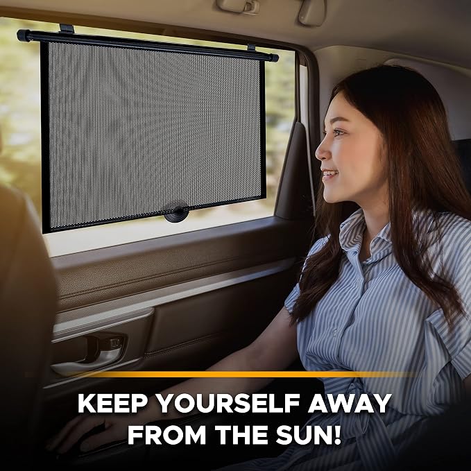 EcoNour Window Shades for Car Baby (2 Pack) | Retractable car Window Shade for Baby for Sun Protection for Kids, Passengers & Pets in The Back Seat | Car Window Covers for Trucks | (20”x22”)