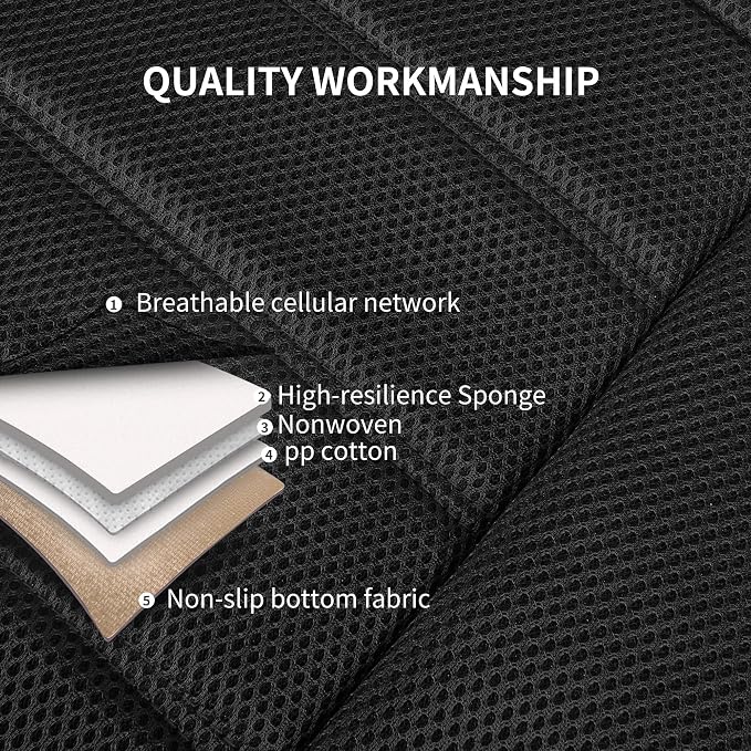 HChengkikz Front Car Seat Covers, Leather, 3D Foam Back Support (Black) | Air Mesh, Airbag Compatible, Universal Fit for Most Cars, Vans, Trucks, SUVs