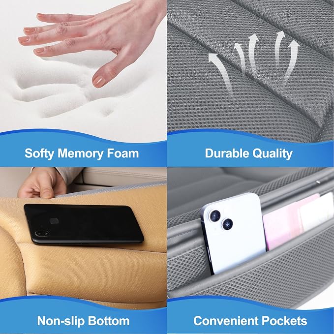 Lofty Aim Car Seat Cushion for Driving, Memory Foam Driver Seat Cushion | Car Seat Cushion for Long Driving, Automotive Seat Cushion for Pain Relief, Car Seat Pillow Fits Vehicles, Office, 4D Dgray