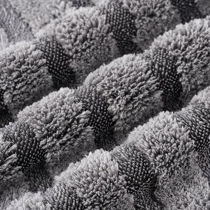 POLYTE Twist Yarn and Fleece Microfiber Drying Towel (16x24, Gray)