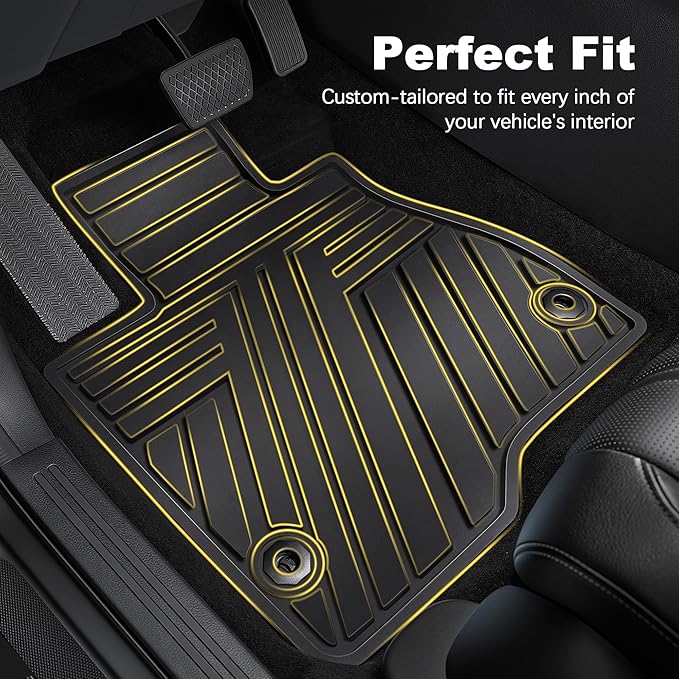 Floor Mats Fit for Honda Accord Sedan 2017 2016 2015 2014 2013, All Weather Rubber Custom Fit Anti-Slip Car Floor Liner, 1st & 2nd Row, Black (Not for Coupe)