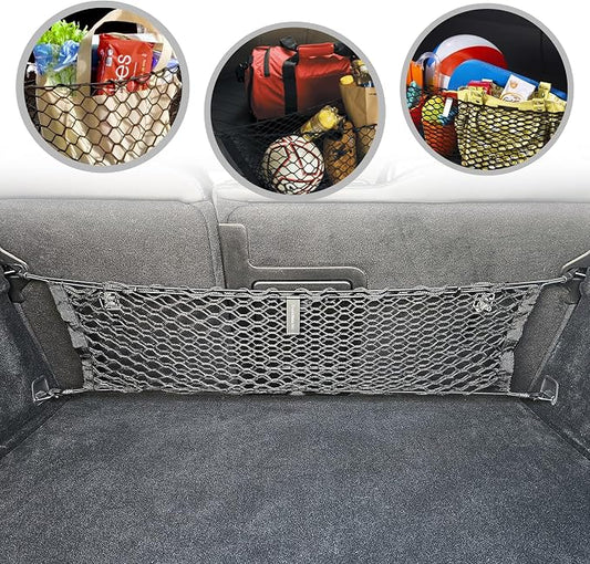 Back Seat Style Automotive Elastic Trunk Mesh Cargo Net for Volvo XC60 2017-2025 - Premium Trunk Organizer and Storage - Luggage Net for Crossover- Best Car Organizer for Volvo XC 60