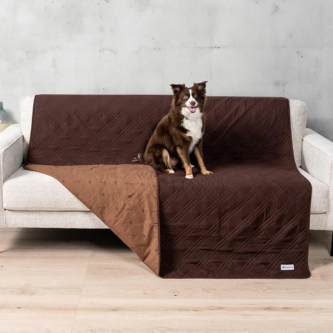 PetAmi Waterproof Couch Cover for Dogs, Non-Slip Leakproof Sofa Furniture Protector for Pet Cat, Machine Washable Bed Blanket for Car Seat, 52x82 Brown