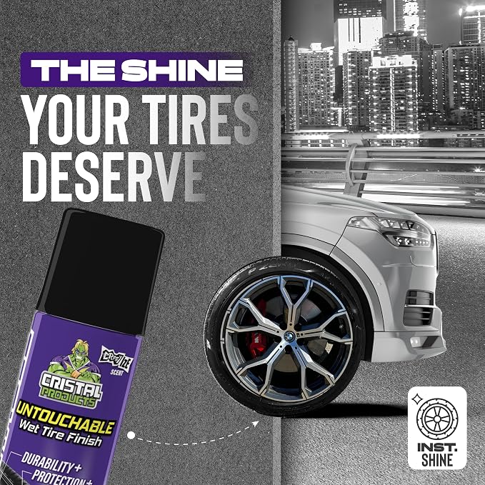 Cristal Products Untouchable Tire Shine Spray Crazy Ice (12 Pack) – Wet Look Tire Shine, No Sling, Long Lasting Car Tire Shine, Easy No Touch Application