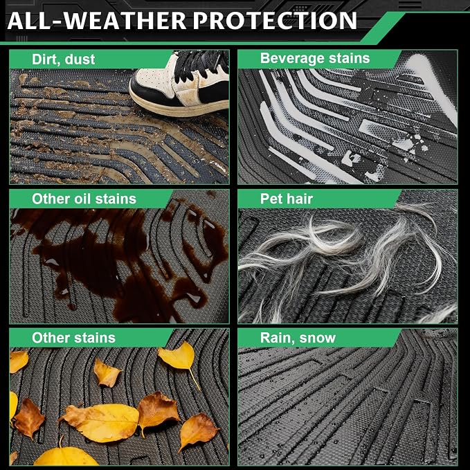Floor Mats for Honda Accord 2018-2022, Accord & Accord Hybrid Floor Mats | NOT for Hatchback, 1st & 2nd & Cargo Liner, TPE All Weather Protection Waterproof