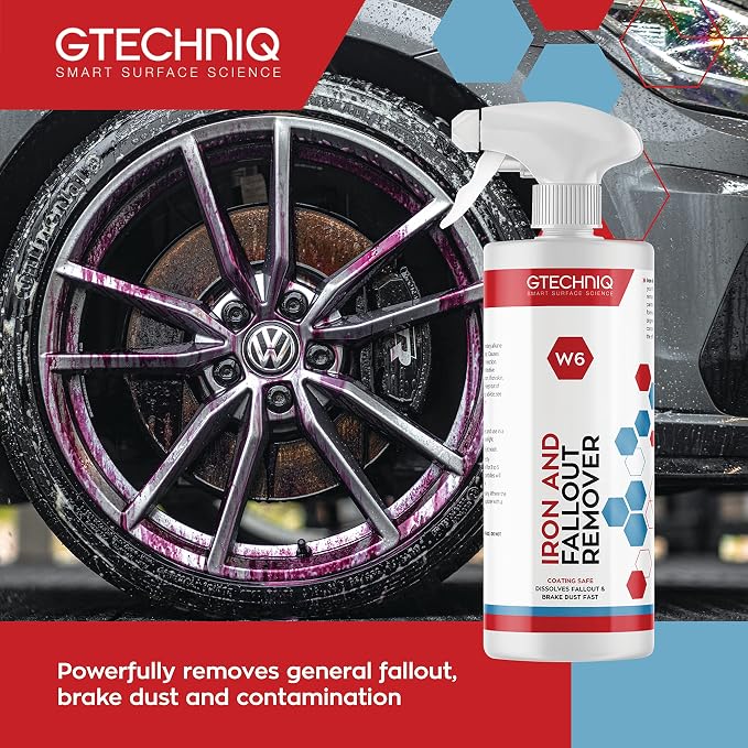 Gtechniq W6 Iron Removing Wheel & Paint Cleaner for Cars, 8.45 fl oz | Powerful Iron and Fallout Remover, Dissolves Contaminants Safely, Protects Paintwork and Wheels | Powerful Iron and Fallout Remover, Dissolves Contaminants Safely, Protects Paintwor...