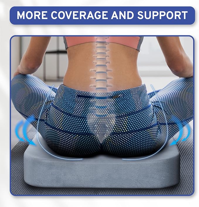 ComfySure Seat Cushion Extra Large - Firm Memory Foam Chair Pad for Recliner, Wheelchair, Office Chair, Stadium, Bleacher, Car, Floor, Patio Furniture, Bariatric Overweight Users 19”x17”x3”