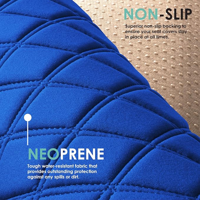 FH Group Car Seat Cushion Neosupreme Automotive Seat Cushions - Universal Fit, Rear Car Seat Cushion, Car Seat Cushions With Non-slip Silicone Backing for SUV, Sedan, Van Rear Set Blue