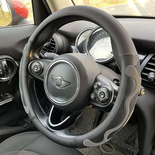 PINCTROT Large Size Comfy Grip Steering Wheel Cover, Anti-Slip Design, 15.5-15.75 Inch(Silicone Gray)