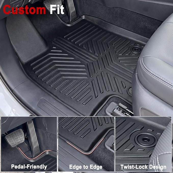 KARPAL Floor Mats for Toyota Grand Highlander 2024 2025 2026 7-Seats (Include Hybrid), Custom Fit All Weather TPE Floor Liners, 1st & 2nd Row & Cargo & Backseat Mat, Highlander Accessories