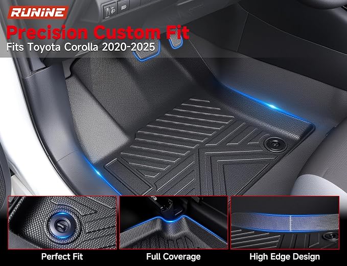 Floor Mats for Toyota Corolla 2020-2025 2026, All Weather Protection Custom Floor Mats Trunk Cargo and Car Windshield Cover Set for Toyota Corolla Accessories,Car Floor Liners Set