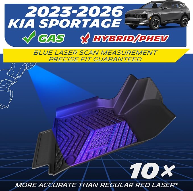 Michelin Vehicle Mats, Premier Series All-Weather TPE Custom Fit Liner for 2023-2026 Kia Sportage Gas, Not Fit Hybrid/PHEV