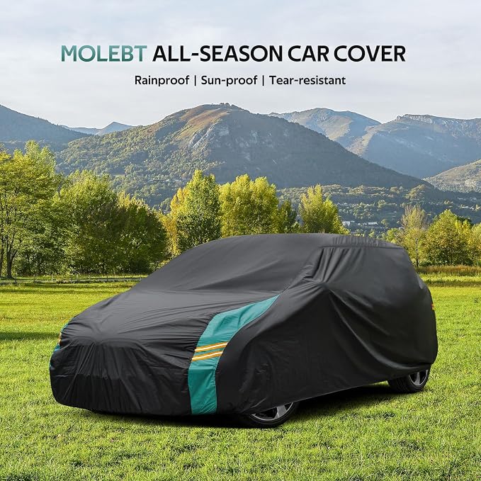 Hatchback Car Cover Waterproof All Weather for Automobiles, Universal Fit for Honda Fit, Ford Focus, Subaru Impreza, Toyota Matrix, VW Golf. Rain Winter Sun Protection. (Length: 164"-178")