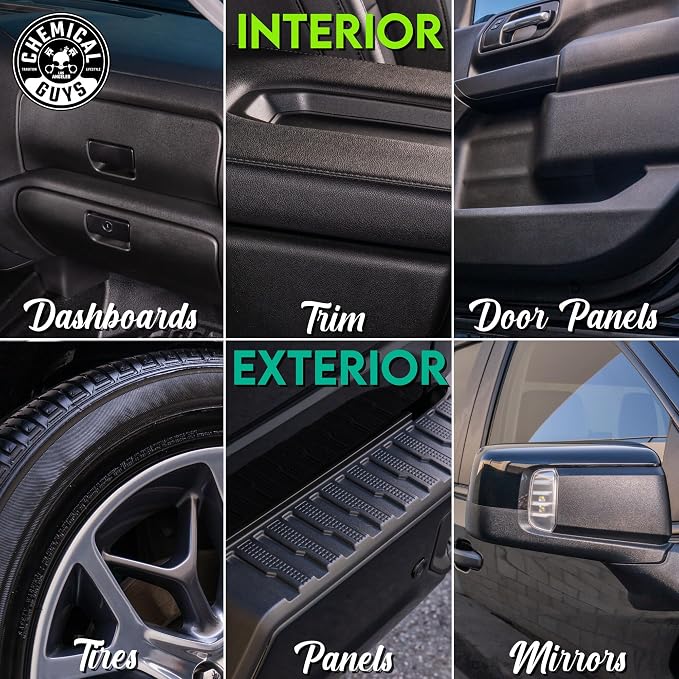 Chemical Guys, HydroShield Vinyl, Rubber & Plastic Ceramic Coating, 16 oz | Ceramic shine coating revives interior and exterior trim, tires and plastic, adding gloss and a protective layer
