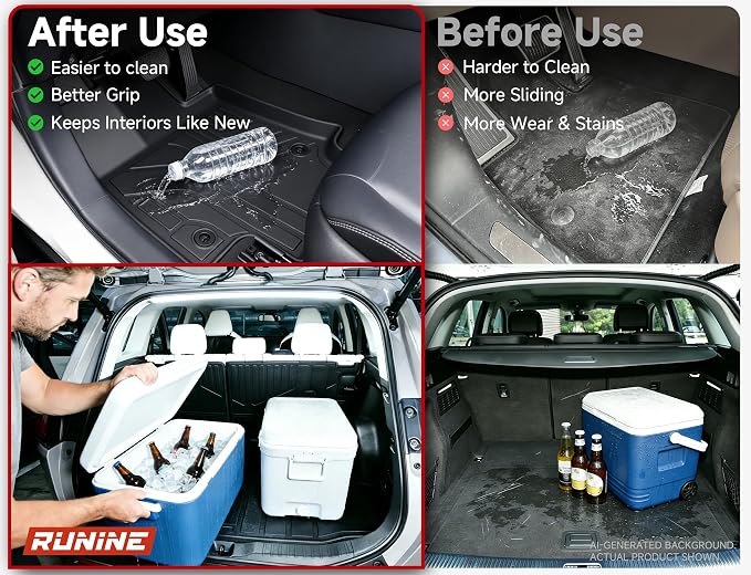 Floor Mats & Cargo Liner Set for Toyota RAV4 2019-2025, Full Coverage Interior Protection with Trunk Mat, Backrest Protector & Door Sill Guards, All Weather TPE Waterproof Anti-Slip Custom Fit