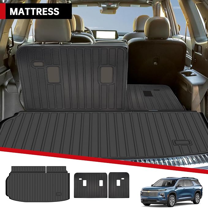 Floor Mats Fit for 2024 2025 2026 Chevrolet Traverse 7 Seats (Bucket Seats),3 Row Floor Mats & Backrest mats & Trunk mat for Chevy Traverse Accessories