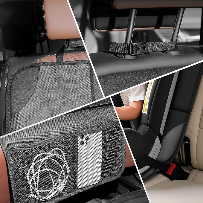 Car seat Protector 2 mesh Pocket Waterproof car seat Covers, Universal Size, Baby, pet, Children's car seat Protector, Anti Slip Bottom (2 Pieces)