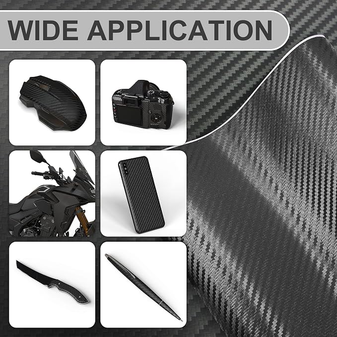 Lypumso 3D Black Carbon Fiber Vinyl Wrap, Car Wrap Film Roll with Air-Release Technology for DIY Use, Car Auto Decal Exterior and Interior Wrapping Film, Vehicle Self Adhesive Sticker 1ft x 10ft