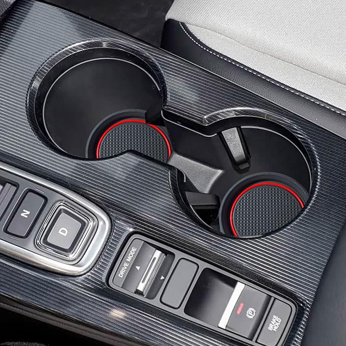for Honda Civic Accessories 2026 2025 2024 2023 2022 Cup Holder Inserts Center Console Liner 3D Silicone Cup Holder Coaster Protector Mat Pad Non-Slip Interior Decoration for Civic 3Pcs (Red)