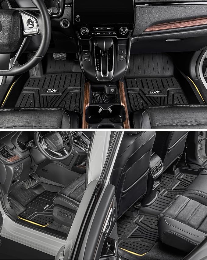 3W Floor Mats Fit for Honda CR-V 2017-2022 (Include Hybrid) TPE All Weather Custom Fit Floor Liner for Honda CRV 1st and 2nd Row Full Set Car Mats Black