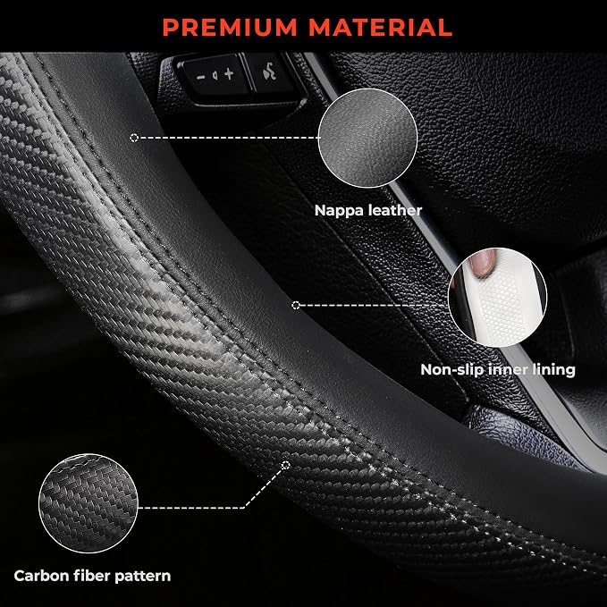 Steering Wheel Cover for Toyota RAV4, Camry, Corolla, Tacoma, Highlander, Sienna, Fit 14.5-15" Wheels, Standard Size (Black)