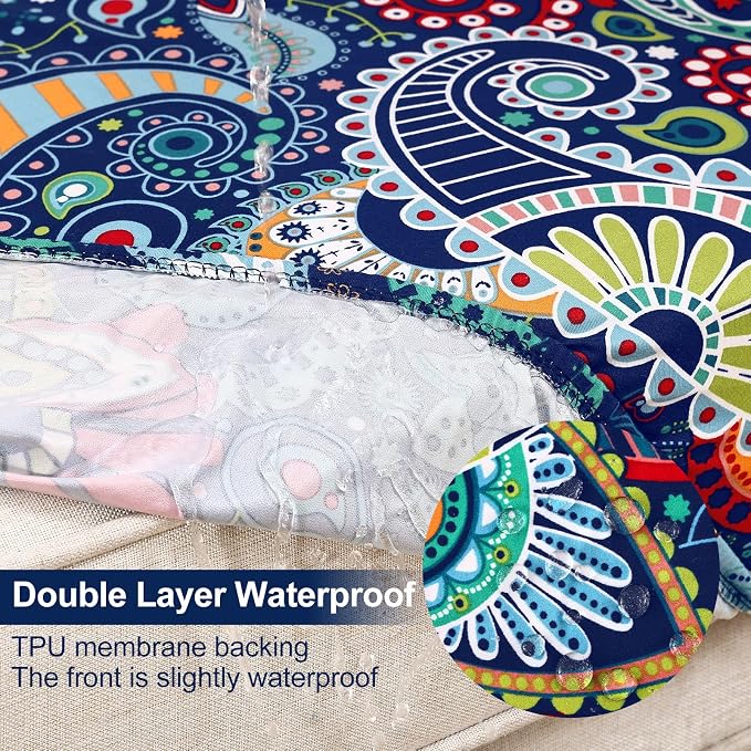 Smiry Waterproof Patio Cushion Covers, Stretch Outdoor Couch Slipcovers Replacement Washable Furniture Protector Sofa Chair Seat Cover for Dogs and Pets (8 Pcs, Blue Green)