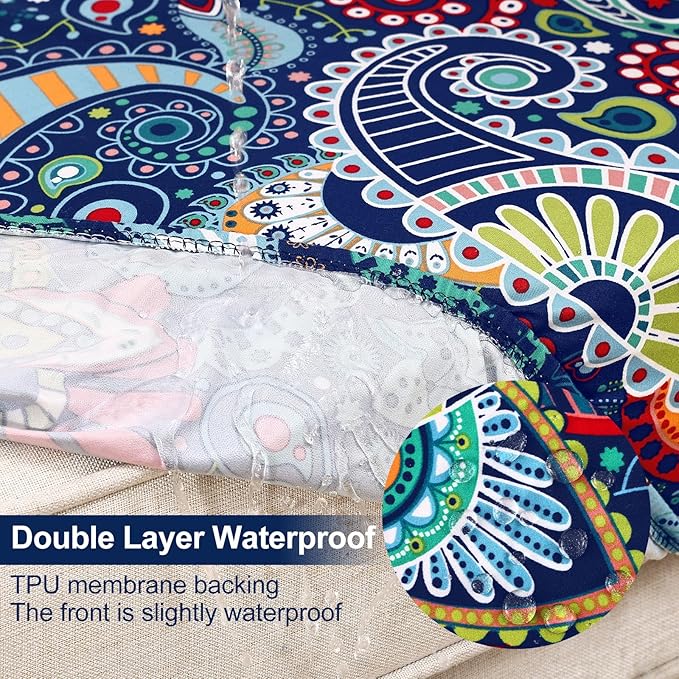 Smiry Waterproof Patio Cushion Covers, Stretch Outdoor Couch Slipcovers Replacement Washable Furniture Protector Sofa Chair Seat Cover for Dogs and Pets (4 Pcs, Blue Green)