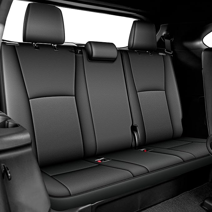 AOMSAZTO Seat Covers for Toyota Highlander 2020-2026 Full Set 3 Row 7 Seats | Custom Fit for Highlander W/Second Row Captain Chair,Full Coverage Faux Leather Car Seat Protector Compatible Airbag DeepGray