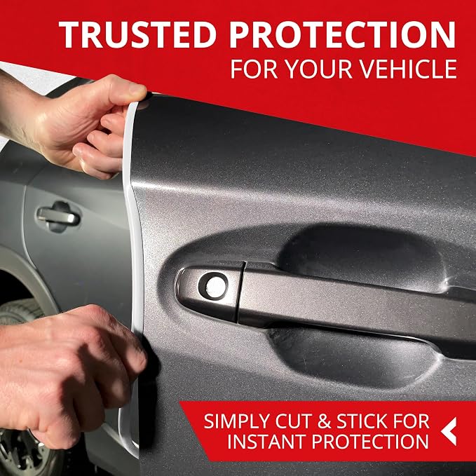 All-Fit Automotive Car Door Edge Protector – Universal DIY Edge Trim to Prevent Scratches & Dings – Flexible Adhesive Molding Trim for Cars, Trucks & SUVs (10 Ft - White)