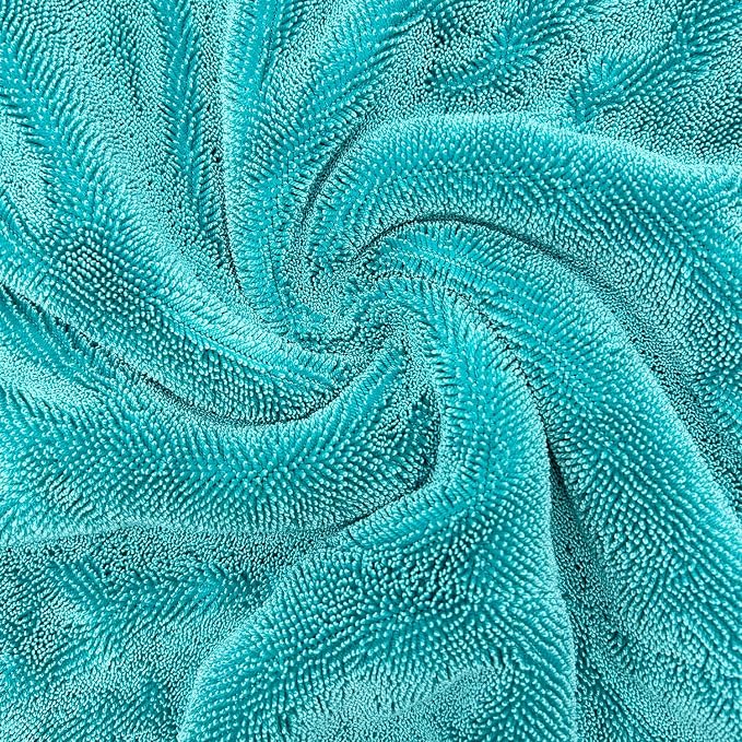 Microfiber Drying Towels (2-Pack) – 1400 GSM Twisted Loop, Medium 16"×24" – Ultra Absorbent, Streak-Free, Scratch-Free, No Water Spots, Edgeless, for Car Detailing & Household