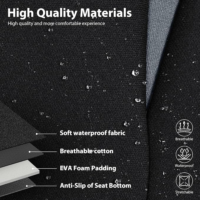 CAR PASS Waterproof High Back Car Seat Covers Front Seats with Armrest Gray | Neoprene Bucket Seat Cover, Airbag and Armrest Compatible, Built-In Seatbelt Universal Fit for Cars,Truck, Van, SUV