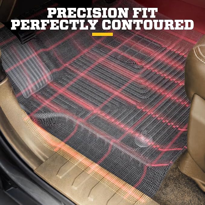 Husky Liners X-act Contour Floor Mats | Fits 2015-2024 Ford F-150 SuperCrew (Footwell Coverage) w/Out Fold Flat Storage | 2nd Row, 1-pc Black - 53471