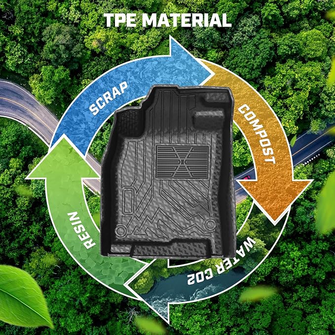 Mixsuper Floor mats for Honda Civic 2016-2021 Coupe/Sedan/Type R/Insight, 2017-2021 Honda Civic Hatchback,All Weather TPE Floor Liners Protection for Civic Accessories,2 Row Anti-Slip Car Mats, Black