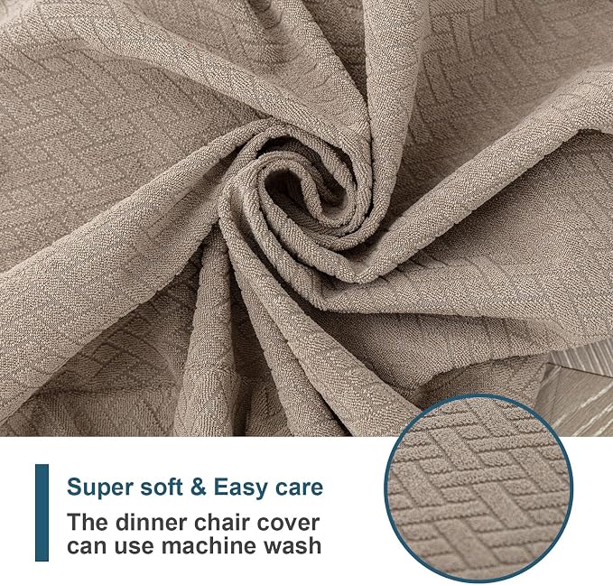 Genina Waterproof Seat Covers for Dining Room Chair Covers Waterproof Dining Chair Covers (4 PCS-Rear-Covered, Taupe)