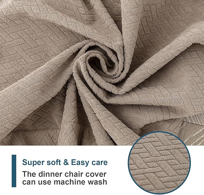 Genina Waterproof Seat Covers for Dining Room Chair Covers Waterproof Dining Chair Covers (2 PCS-Rear-gapped, Taupe)