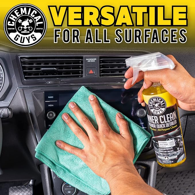 Chemical Guys, InnerClean Interior Quick Detailer & Protectant Spray, 16 oz | Spray-and-wipe detailer cleans and refreshes dashboards, door panels, seats and trim, leaving a non-greasy finish