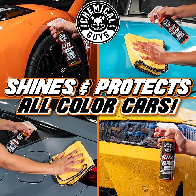 Chemical Guys, HydroBlitz Ceramic Spray Wax with Carnauba for Cars, 16 oz | Hybrid ceramic and carnauba spray boosts gloss, protection and water beading on paint, glass and wheels