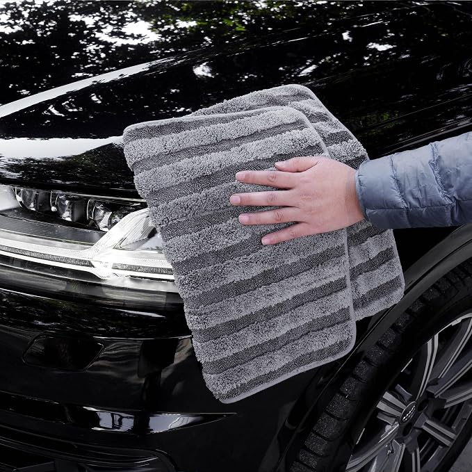 POLYTE Twist Yarn and Fleece Microfiber Drying Towel (16x24, Gray)