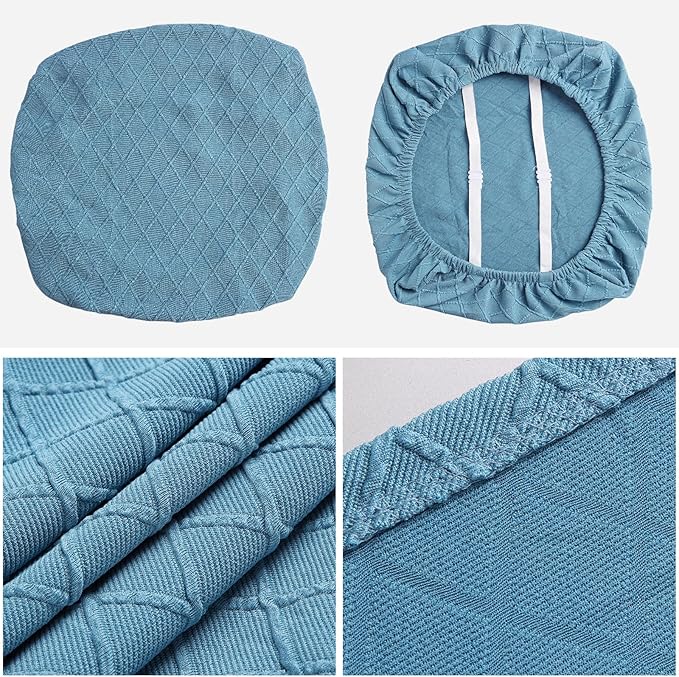 Fuloon Stretch Chair Seat Covers 6 PCS, Removable Washable Dining Chair Covers Anti-Dust Dining Room Seat Cushion Slipcovers (6, Lake Blue)
