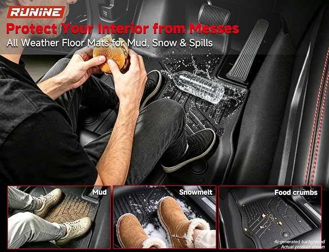 Floor Mats Full Set for Ford Explorer 2020-2026 6 Seater Captain Seats, Custom Fit 3 Row All Weather TPE Floor Liners, Waterproof Heavy Duty Anti-Slip Front & Rear Car Mats
