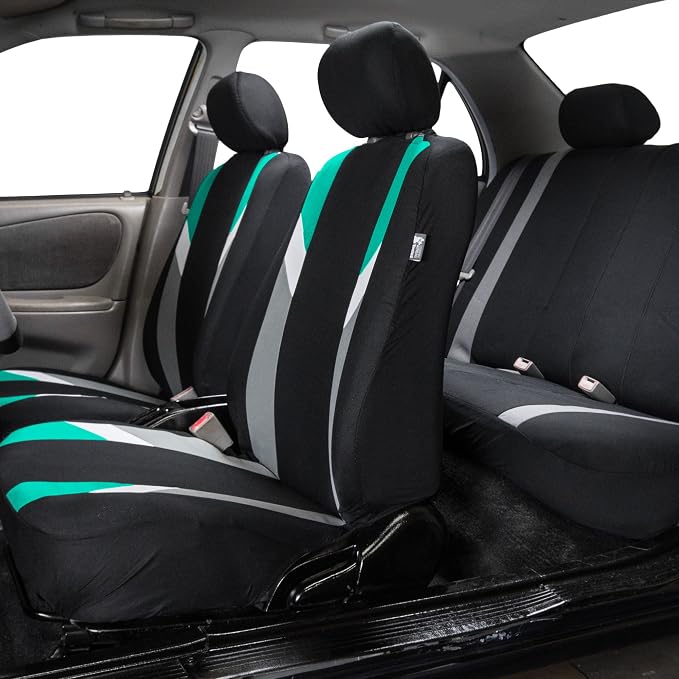 FH Group Front Set Cloth Car Seat Covers for Low Back Car Seats with Removable Headrest, Universal Fit, Airbag Compatible, Seat Cover for SUV, Sedan, Van, Mint